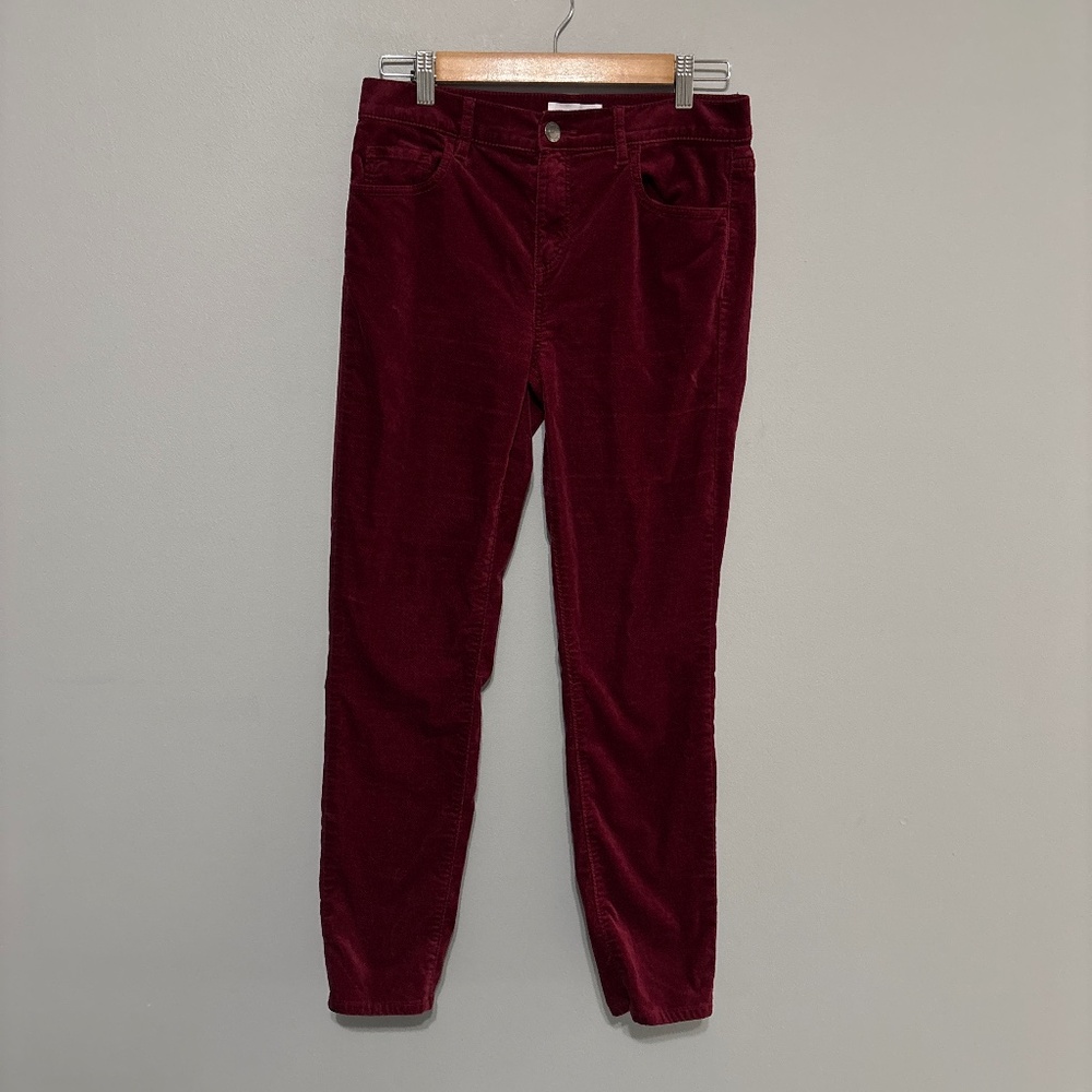 Loft pants women’s size 4 burgundy red velvet velour type